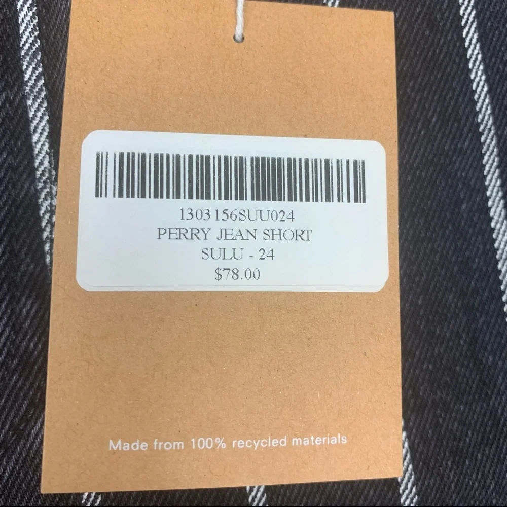 NWT Reformation Perry Jean Short High Waist Black and White Striped Size 24 - Picture 9 of 11